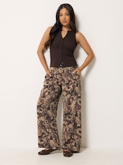 PixieGirl Petite Brown Wide Leg Trousers - Image 1 of 6