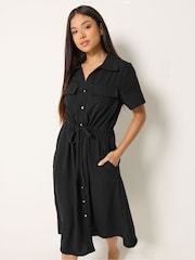 M&Co Black Petite Short Sleeve Utility Shirt Dress - Image 2 of 6