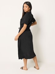 M&Co Black Petite Short Sleeve Utility Shirt Dress - Image 3 of 6