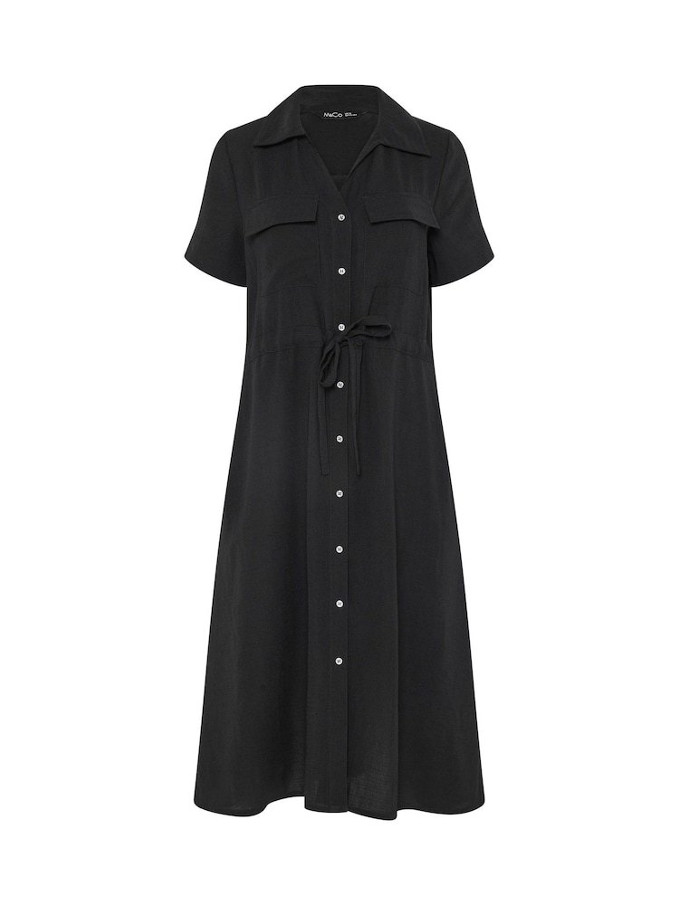 petite utility shirt dress Womens M&Co Black Petite Short Sleeve Utility Shirt Dress US 14 Petite