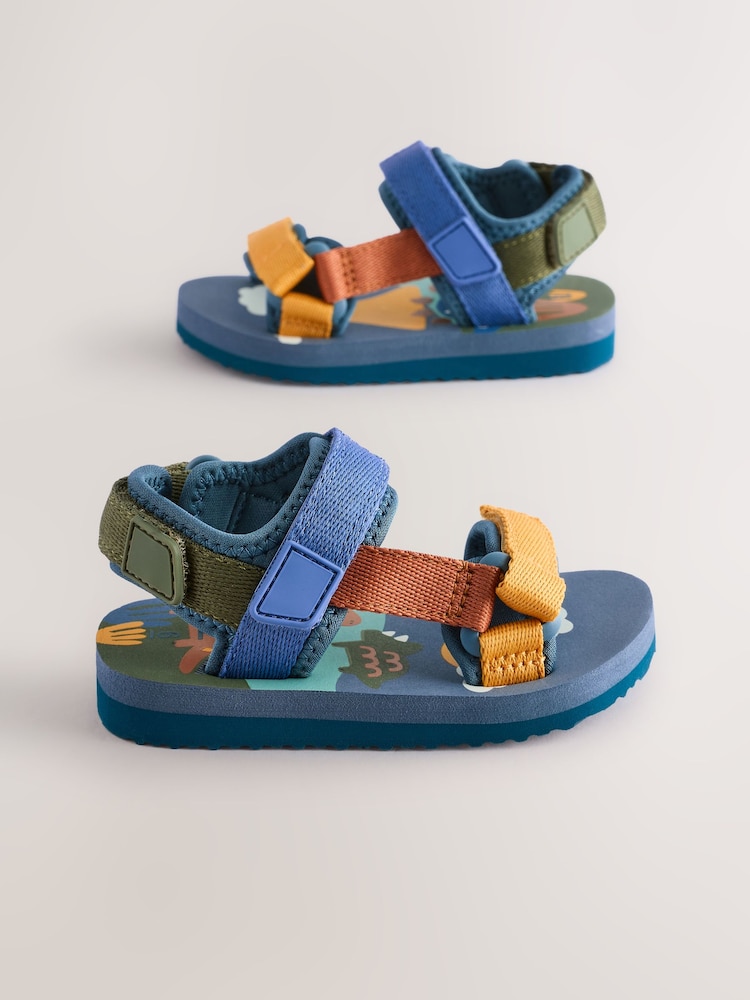Blue Dinosaur Standard Fit (F) Touch Fastening Adjustable Strap Tape Trekker Walking Sandals - Image 1 of 5
