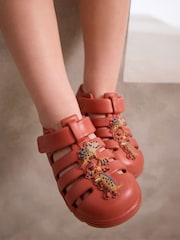Orange Dinosaur Print Fisherman Sandals - Image 1 of 1