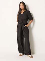 M&Co Blue Petite Short Sleeve Jumpsuit - Image 1 of 6