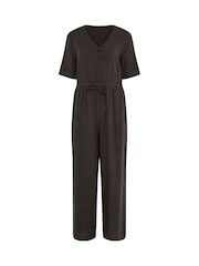 M&Co Blue Petite Short Sleeve Jumpsuit - Image 5 of 6