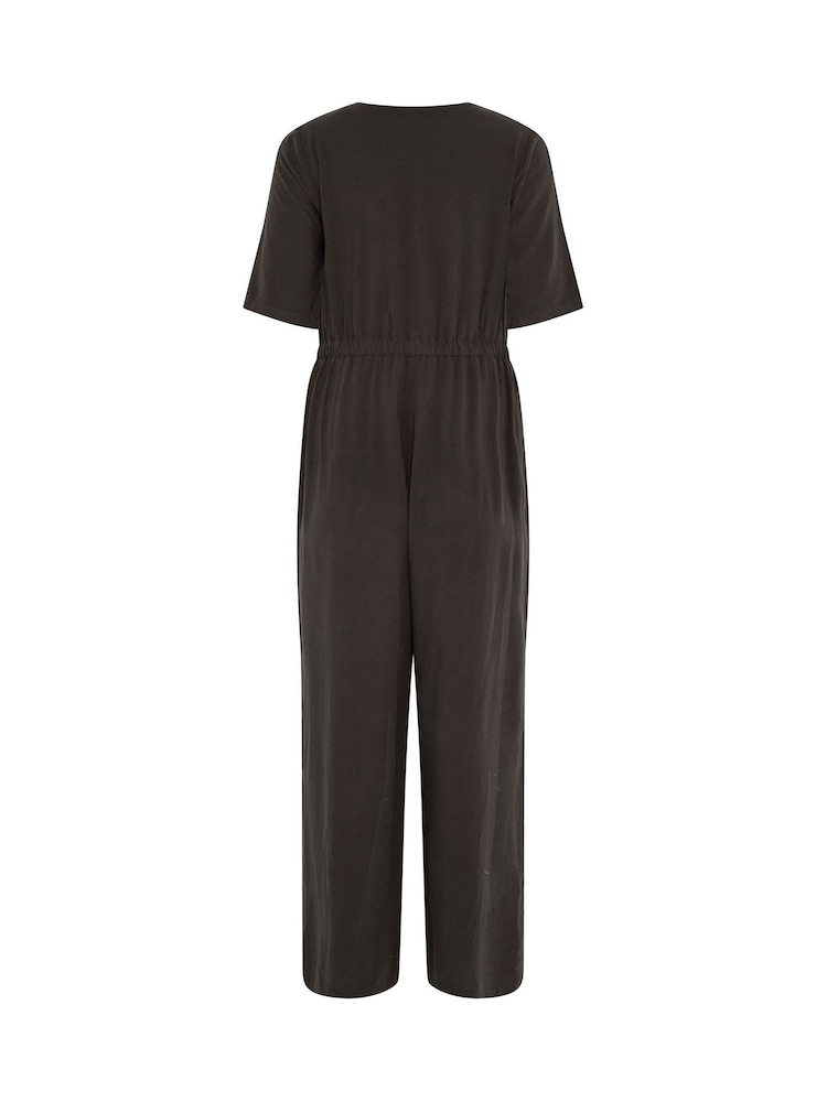 M&Co Blue Petite Short Sleeve Jumpsuit - Image 6 of 6 M&Co Blue Petite Short Sleeve Jumpsuit - Image 6 of 6