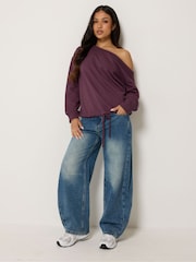 PixieGirl Petite Purple Off Shoulder Sweatshirt - Image 2 of 5