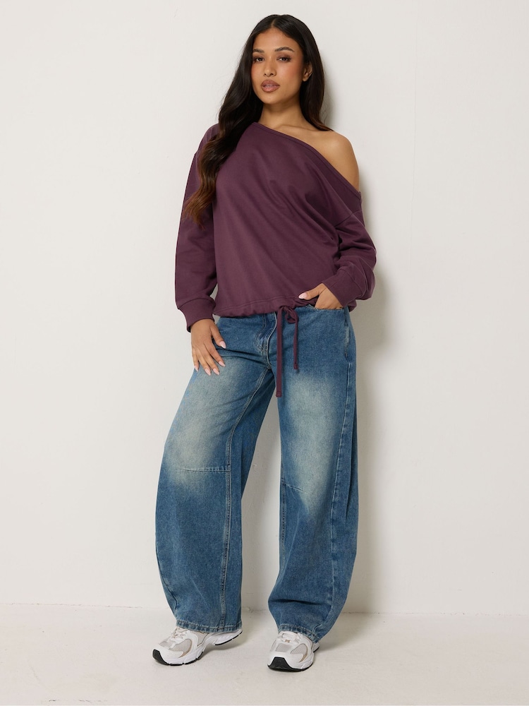 PixieGirl Petite Purple Off Shoulder Sweatshirt - Image 2 of 5