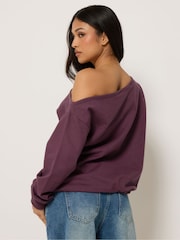 PixieGirl Petite Purple Off Shoulder Sweatshirt - Image 3 of 5