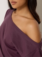PixieGirl Petite Purple Off Shoulder Sweatshirt - Image 4 of 5