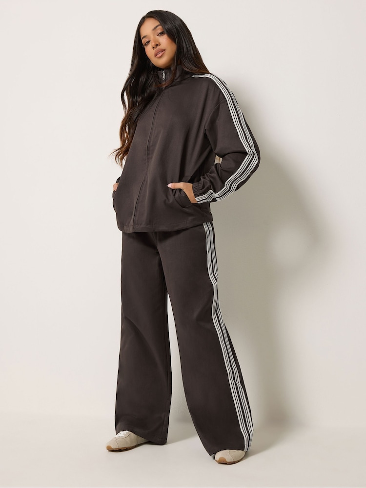 PixieGirl Petite Brown Striped Track Jacket - Image 2 of 6