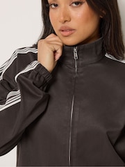 PixieGirl Petite Brown Striped Track Jacket - Image 4 of 6