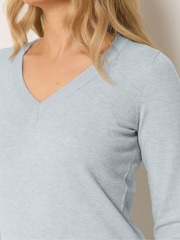 Long Tall Sally Grey Knitted V-Neck Jumper - Image 4 of 6