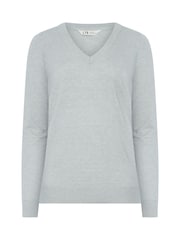 Long Tall Sally Grey Knitted V-Neck Jumper - Image 5 of 6