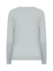 Long Tall Sally Grey Knitted V-Neck Jumper - Image 6 of 6