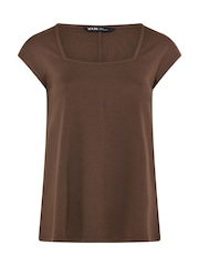 Yours Curve Brown Cap Sleeve Top - Image 5 of 6
