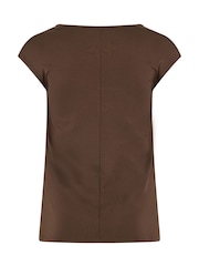 Yours Curve Brown Cap Sleeve Top - Image 6 of 6