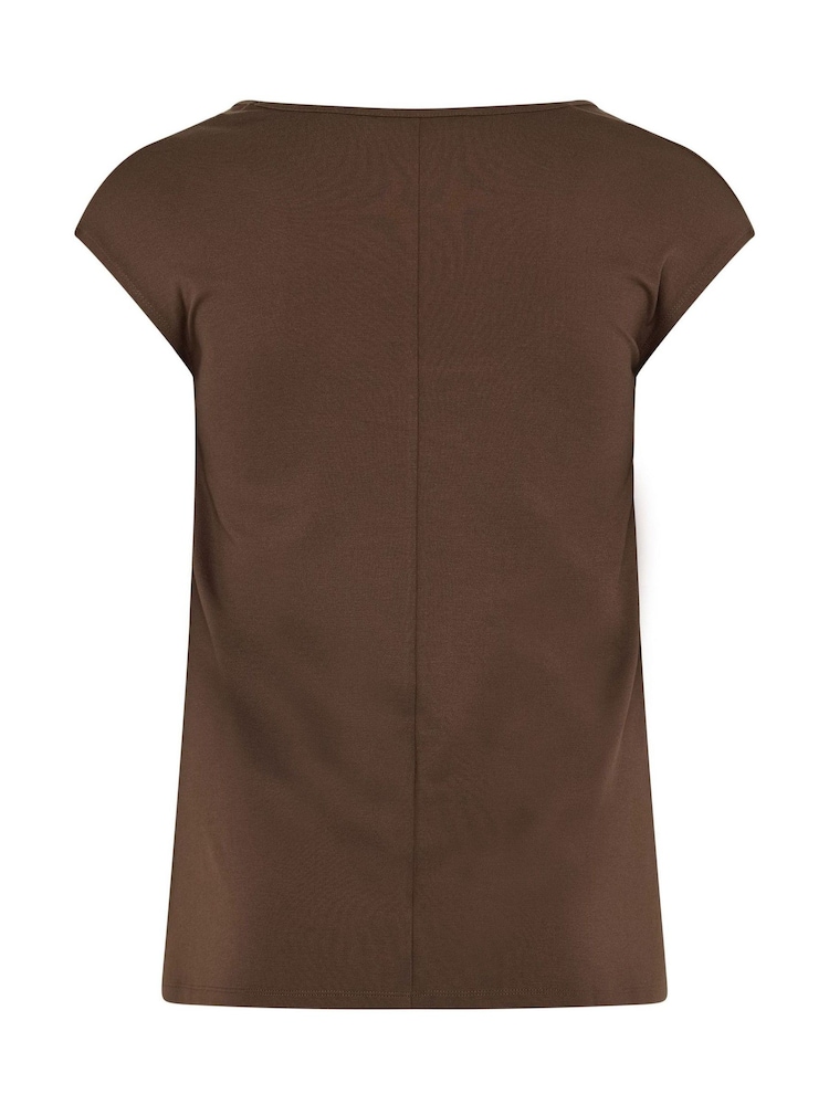 Yours Curve Brown Cap Sleeve Top - Image 6 of 6 Yours Curve Brown Cap Sleeve Top - Image 6 of 6