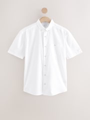 White Short Sleeve Textured 100% Cotton Shirt - Image 1 of 1