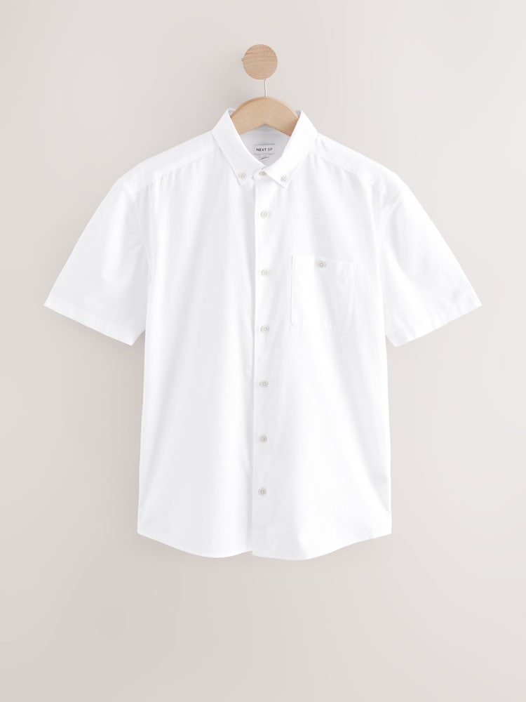 White Short Sleeve Textured 100% Cotton Shirt - Image 1 of 1