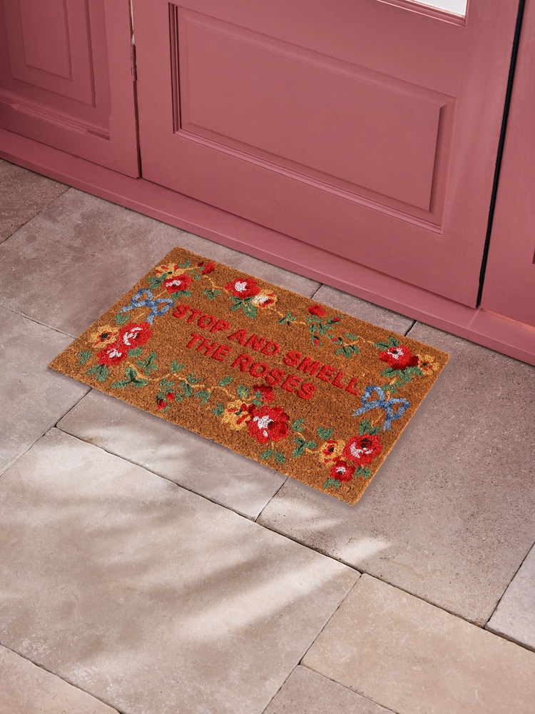 Cath Kidston Stop And Smell The Roses Slogan Doormat - Image 1 of 5