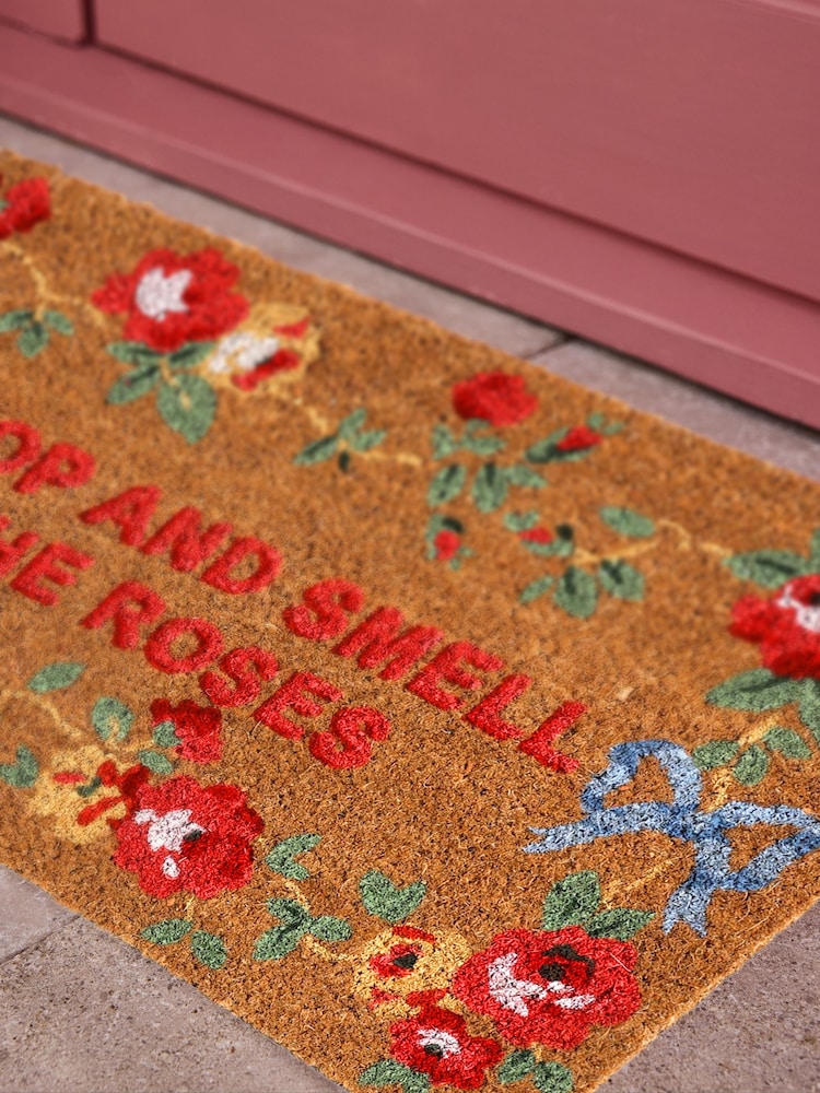 Cath Kidston Stop And Smell The Roses Slogan Doormat - Image 2 of 5