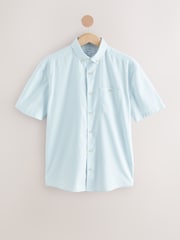 Light Blue Short Sleeve Textured 100% Cotton Shirt - Image 1 of 1