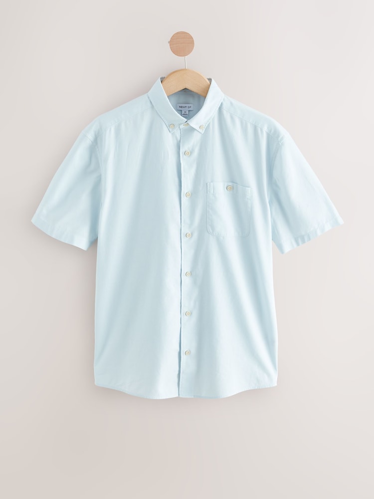 Light Blue Short Sleeve Textured 100% Cotton Shirt - Image 1 of 1