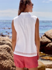 White Sleeveless Shirt With Linen - Image 2 of 8