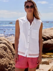 White Sleeveless Shirt With Linen - Image 3 of 8