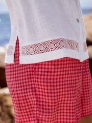 White Sleeveless Shirt With Linen - Image 5 of 8