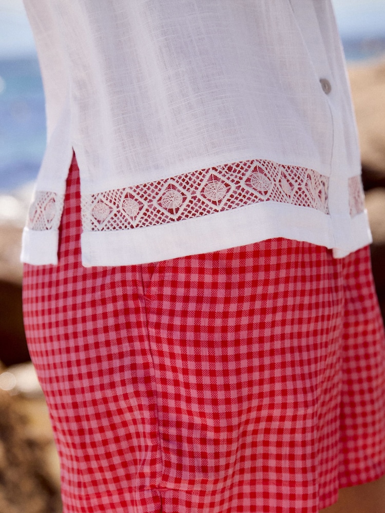 White Sleeveless Shirt With Linen - Image 5 of 8