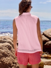 Dusky Pink Sleeveless Shirt With Linen - Image 3 of 7