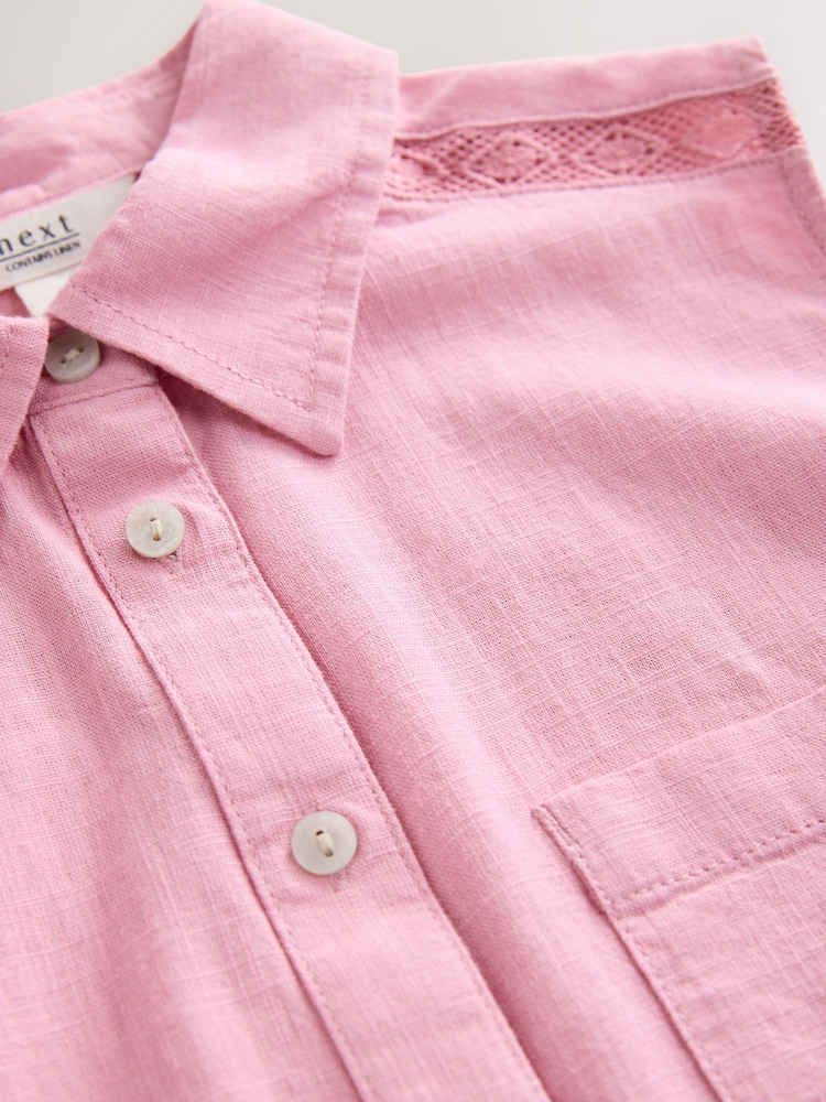Dusky Pink Sleeveless Shirt With Linen - Image 6 of 7