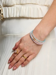 Ottoman Hands Gold Waterproof Layered Beaded Bracelet - Image 4 of 7