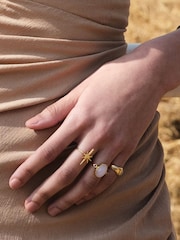 Ottoman Hands Gold Lucia Rose Quartz Cocktail Ring - Image 1 of 7