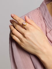 Ottoman Hands Gold Lucia Rose Quartz Cocktail Ring - Image 3 of 7
