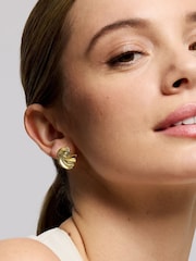 Ottoman Hands Gold Waterproof Wave Stud Earrings - Image 3 of 8