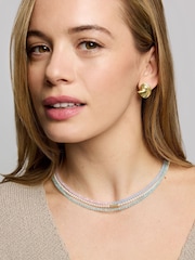 Ottoman Hands Gold Waterproof Wave Stud Earrings - Image 4 of 8