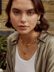 Ottoman Hands Gold Zand Labradorite Drop Earrings - Image 2 of 3