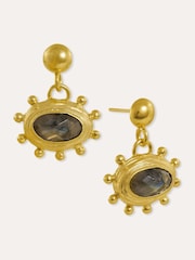 Ottoman Hands Gold Zand Labradorite Drop Earrings - Image 3 of 3