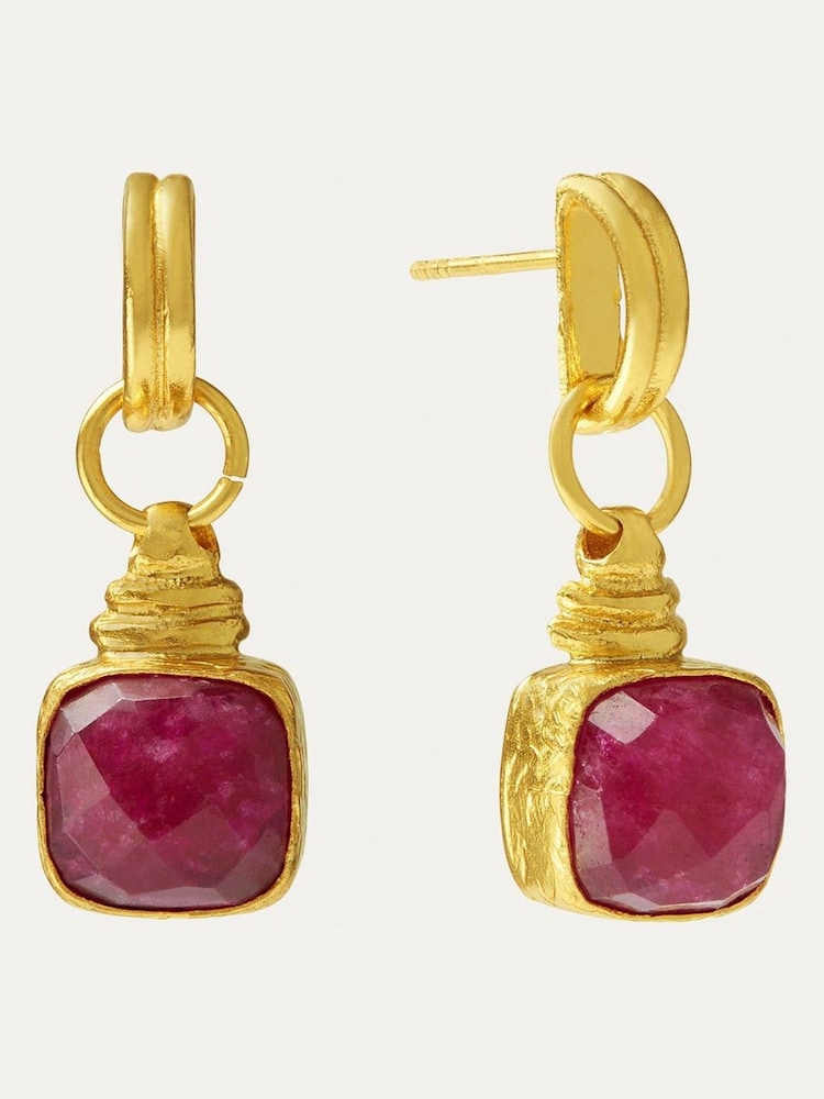 Ottoman Hands Gold Eleanor Ruby Drop Stud Earrings - Image 3 of 3 Ottoman Hands Gold Eleanor Ruby Drop Stud Earrings - Image 3 of 3