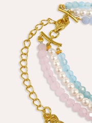 Ottoman Hands Gold Waterproof Layered Beaded Necklace - Image 5 of 5
