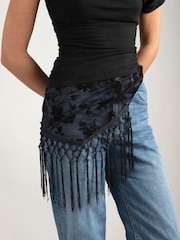 Aela Black Tassel Scarf - Image 2 of 6