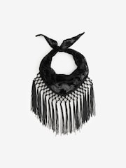 Aela Black Tassel Scarf - Image 4 of 6