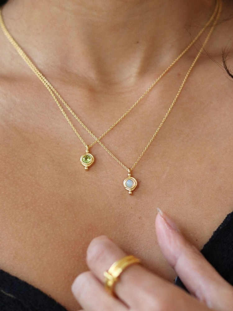 Ottoman Hands Gold October Birthstone Pendant Necklace - Image 2 of 4 Ottoman Hands Gold October Birthstone Pendant Necklace - Image 2 of 4