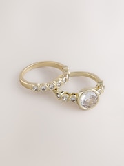 Aela Gold Diamond Simulants Bobble Ring Multipack - Image 1 of 3