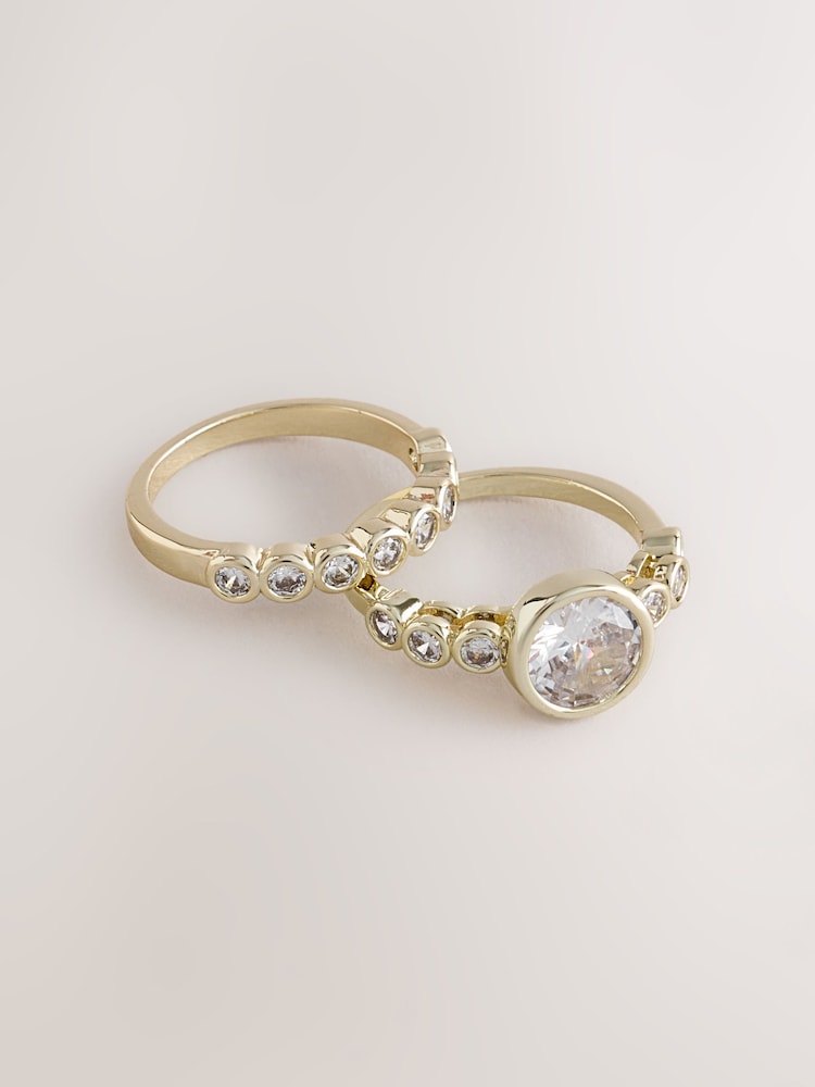 Aela Gold Diamond Simulants Bobble Ring Multipack - Image 1 of 3