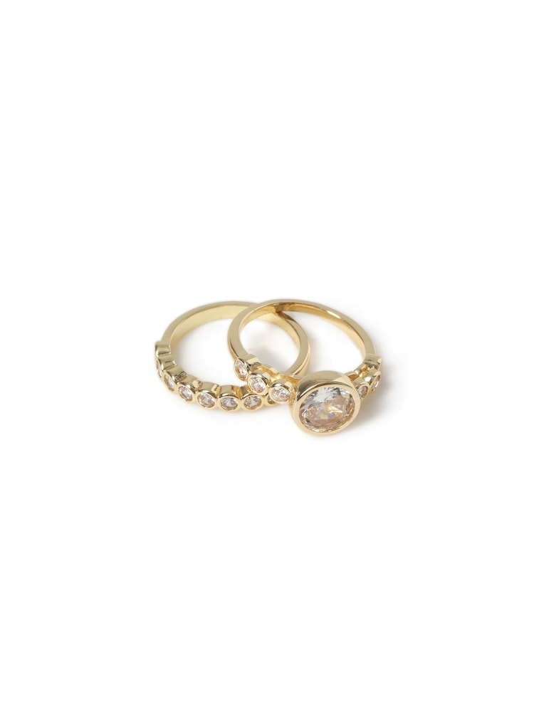 Aela Gold Diamond Simulants Bobble Ring Multipack - Image 2 of 3