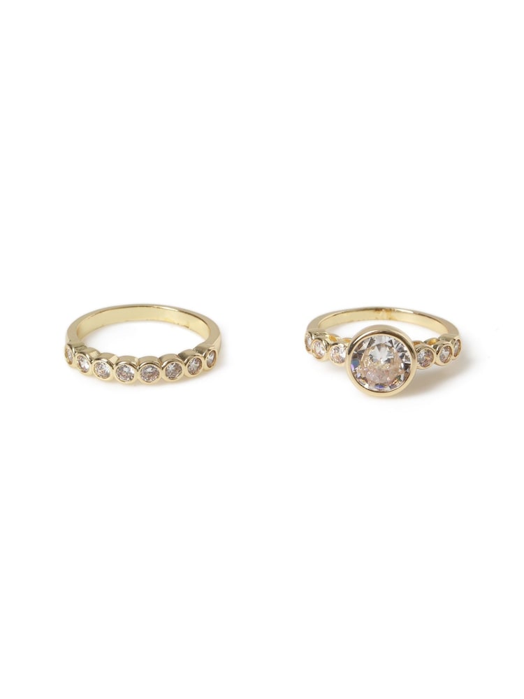 Aela Gold Diamond Simulants Bobble Ring Multipack - Image 3 of 3