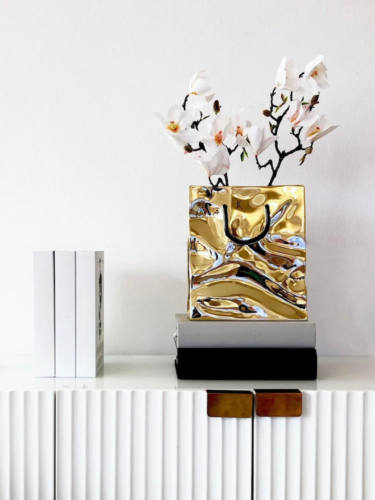 Bag & Bones Gold Swag Bag Vase - Image 1 of 2 Bag & Bones Gold Swag Bag Vase - Image 1 of 2
